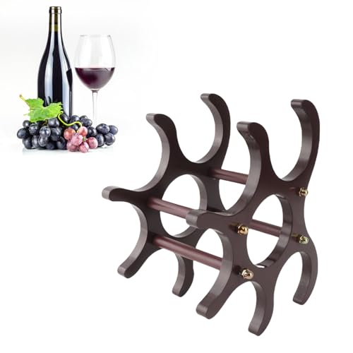 Soporte para 6 botellas de vino en madera roja miniatura 2