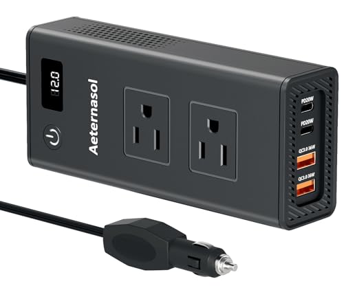 AeternaSol 200W Car Power Inverter 12V to 110V, Power Inverters for Vehicles with 2 AC Outlets,...