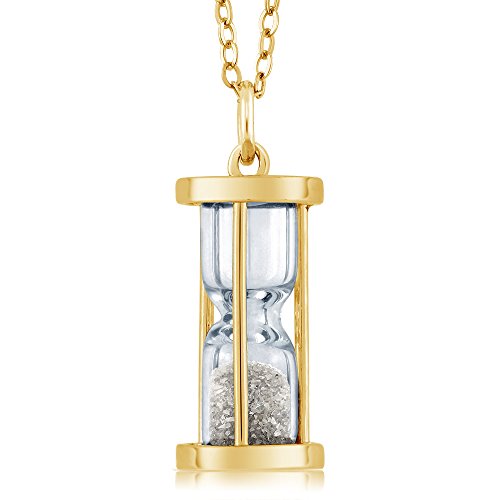Gem Stone King 925 Sterling Silver Genuine Diamond Dust Hourglass Pendant Necklace (0.50 Ct, With 18 Inch Chain)
