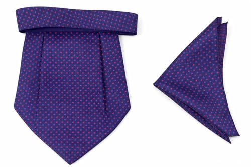 Image of formal cravat set for men with pocket square Men's Cravat Necktie, Self Design Microfiber Dark Multi color Free Size