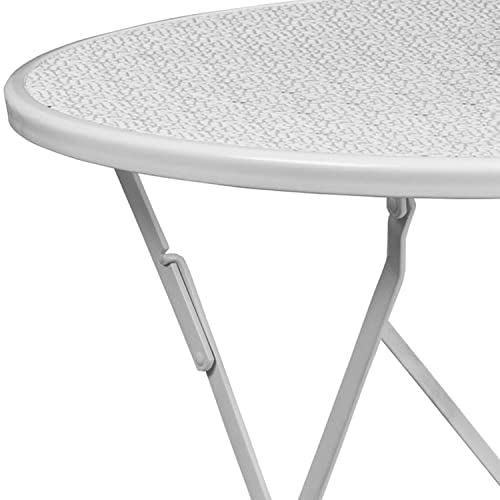 Flash Furniture CO-4-WH-GG Oia Commercial Grade 30 Inch Round White Indoor-Outdoor Steel Folding Patio Table thumb #4