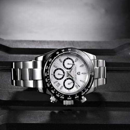 Pagani Design Ceramic Men's Bezel Stainless Steel Bracelet Chronograph Water Resistant 100 m Sapphire Crystal Men's Watch