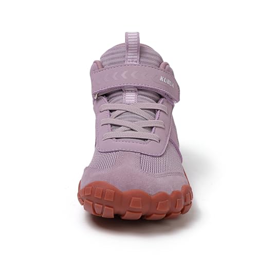 Image of KUBUA Kids High Top Barefoot Shoes Boys Girls Minimalist Zero Drop Sneakers | Wide Toe Box, Padded Collar for Ankle Support, Non-Slip, Hiking, Tennis, Walking, School, Wrestling, Gym, Little Kid, Big Kid