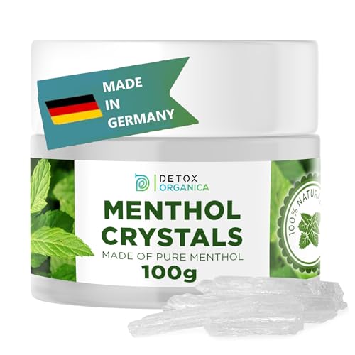 Detox Organica Menthol Crystals 100g - Natural Aromatherapy Congestion Sinus Relief - Blocked Nose Descongestor - Powerful Menthol Aroma