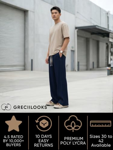 Image of GRECIILOOKS Men Mid Rise Lycra Cargo Track Pants Loose Fit Joggers | Korean Style Travel & Lounge Wear with Pockets