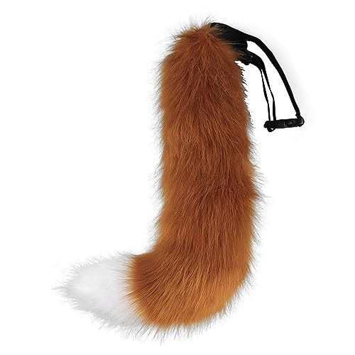 Fox Tail Dark Brown 55cm (21.65in) Soft Fluffy Wolf Cat Long Plush Tail, Halloween Animal Role Play Costume