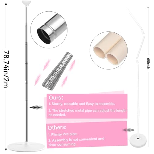 Image of 2 Sets Pink White Gold Balloon Column Stand Kit with 100 Balloons Adjustable Balloon Tower Stand with Bases for Floor Column Kit for Wedding Graduation Birthday Appreciation Party Decor