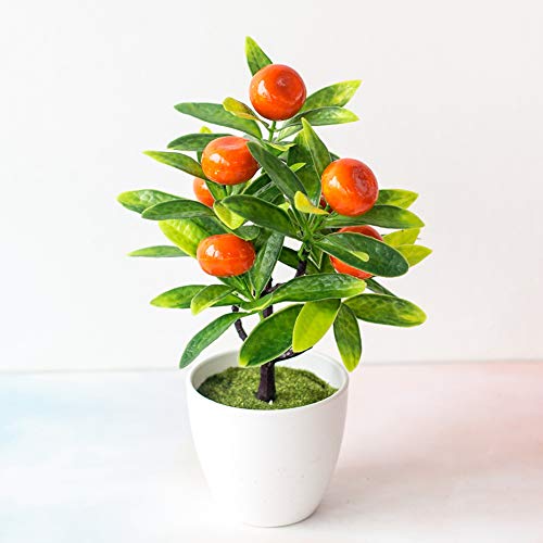 Oatm0Ebcl 1Pc Artificial Potted Fruit Tree, Faux Mini Plastic Fruits Plants For Home, Wedding Party Home Office Desk Bonsai Decor Orange #TOP1