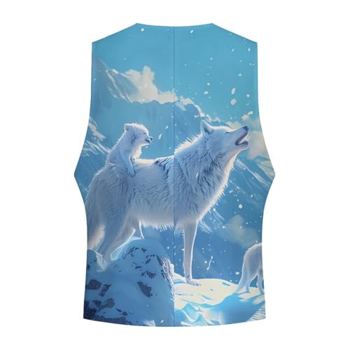 Family Wolf Roar Novelty Men's Suit Vest Casual Formal Dress Vests Business Waistcoat4