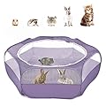 Pawaboo Small Animals Playpen, Breathable & Waterproof Small Pet Cage Tent with Zippered Cover, Portable Outdoor Yard Fence for Kitten/Puppy/Guinea Pig/Rabbits/Hamster/Chinchillas, Purple