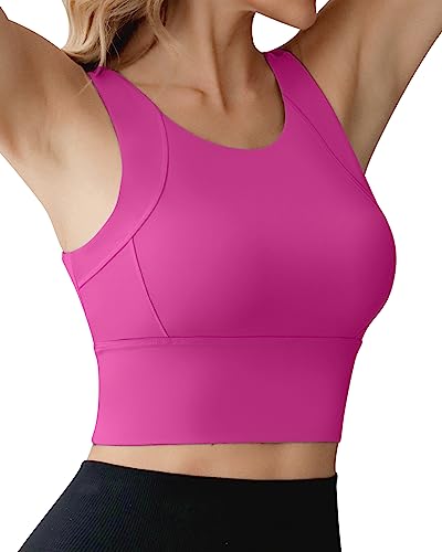 Image of Ama Larsi High Neck Longline Sports Bra for Women | Padded, Medium Impact, Wirefree, Workout Crop Tank Tops, Yoga Gym