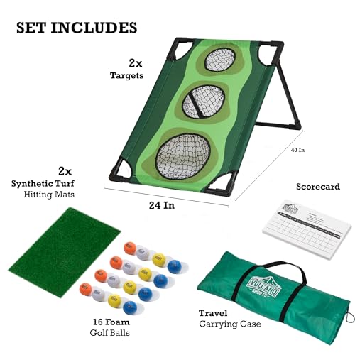 Vulcano Sports Golf Cornhole Outdoor-Spiel, Par 1 Set, Cornhole Boards für Golfer, Chipping Challenges, Übung und Custom Gaming für Freunde oder Teams, Outdoor Hinterhofspiele für Familie