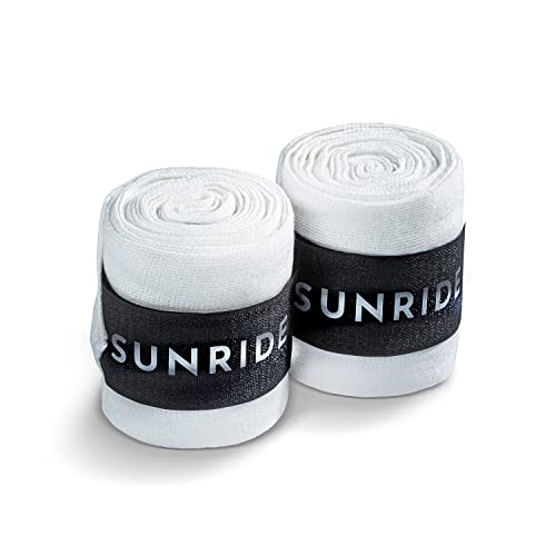 SUNRIDE atmungsaktive Bandagen für Pferde - temperaturausgleichend - zum Schutz vor Verletzungen, stabilisiert die Sehnen und Bänder - im Set 2 Stück, 360cm (weiß) Cover
