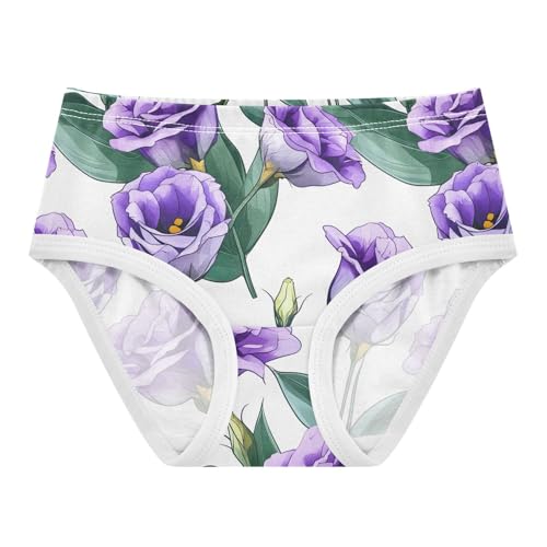 Joisal Chic Flowers White Purple Toddler Underwear Floral 2t Cotton Girl Panties Cute Cartoon Briefs Girls Undies