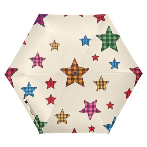 EtherSpher Cartoon Checkered Plaid Stars automatic umbrella 39 Inch Automatic Open Close auto open close umbrellas for rain large for Good for Car, Golf, and On-the-Go Outdoor Defence Accessories