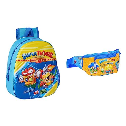 Mochila 3D Superzings Safta y riñonera Superthings Serie 7 escolar