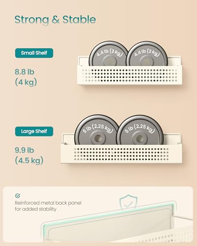 Image of SONGMICS Strong 4 Pack Magnetic Spice Rack for Refrigerator, Kichen Magnetic Shelves for Microwave, Washing Machine, Spice Organizers, No Drilling Needed, Cream White UKCS061W01