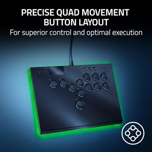 Razer Kitsune - All-Button Optical Arcade Controller for PS5 and PC (Precise Quad Movement Button Layout, Low-profile Linear Optical Switches, Slim, Portable Form Factor) Black
