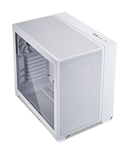 Gabinete para PC Lian Li O11 Air Mini Blanco, Torre Media, Paneles de Malla de 3 Lados, Soporta 4 Discos Duros de 3.5 Pulgadas, Compatible con E-ATX, ATX, Micro-ATX y Mini-ITX, Panel Trasero Modular miniatura 5