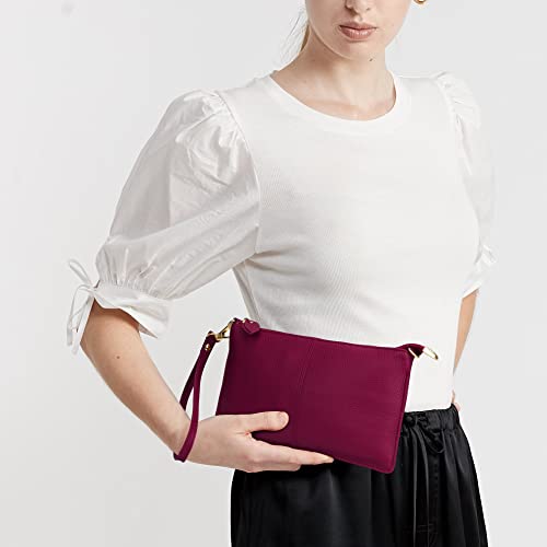 Image of Uromee Genuine Leather Wristlet Wallet Clutch Purses with Detachable Chain
