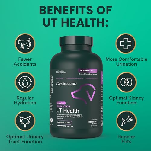 VetriScience Quick Action UT Health Chewable Tablets, UT Strength STAT Supplement for Dogs, Cranberry, Uva Ursi, and Chanca Piedra to Soothe Urinary Tract Discomfort, Smoke, 90 Count - Thumbnail 5
