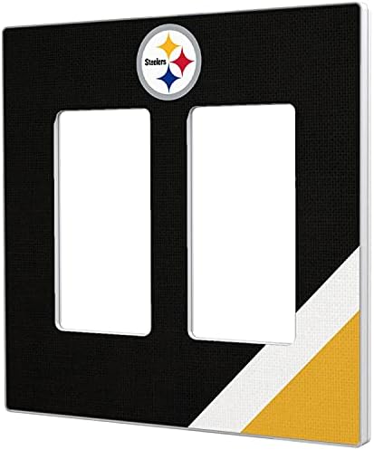 Strategic Printing Pittsburgh Steelers Diagonal Stripe Double Rocker Light Switch Plate