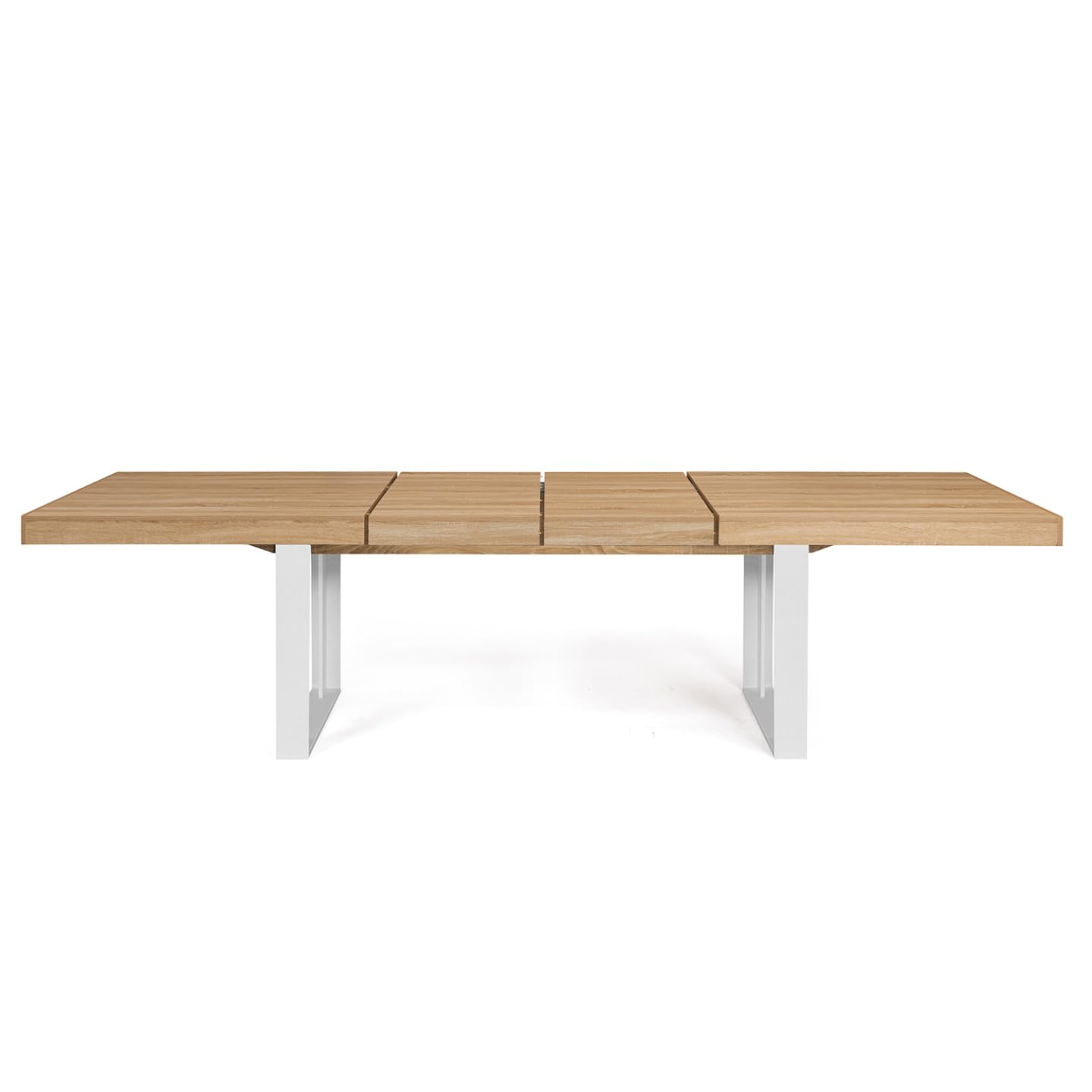 IDMarket - Mesa de comedor extensible rectangular Phoenix 6-12 personas, madera y blanco, 200-300 cm