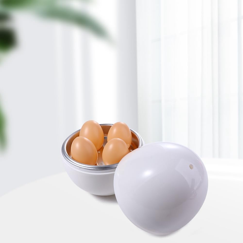 OTDOGUO Microwave Egg Boiler Quick 5-Minute Cooker for Hard or Soft Boiled Eggs Steams Up to 4 Eggs Multi-Use Steamer Function