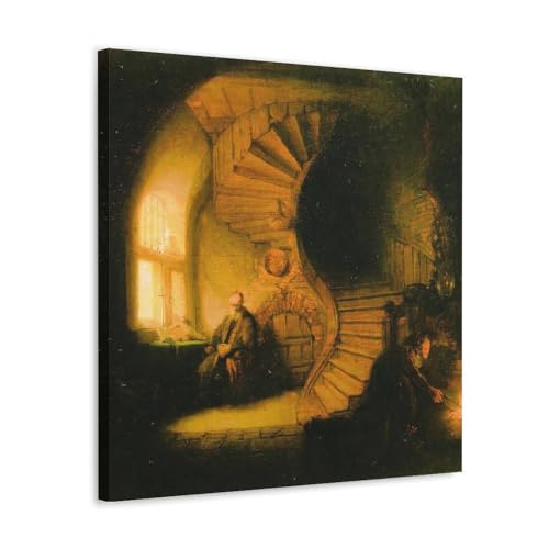 Toile murale Rembrandt avec cadre tableau de peinture 50x50 cm salon