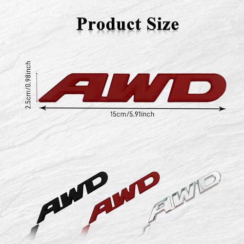 Image of Universal 4X4 Emblem Badge 3D Logo, Emblem Sticker, 3D Fender Badge Decal Car Sticker, Full Coverage Adhesive Replacement Compatible with Toyota 4Run, Tun Truck Pickup Model (AWD, Red)