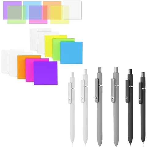 Transparent Sticky Notes 500Pcs and 6Pcs Gel Pens Cover