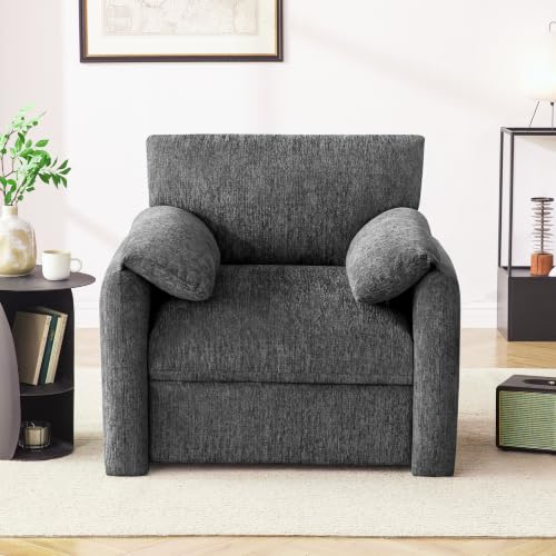 Image of Howjoe Accent Chair for Living Room, Oversized Reading Armchair, Gray