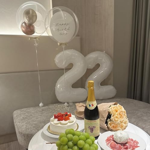 Image of White Number 21 Balloon 40 inch, 21 Number Balloons, 21st White Birthday Decorations for Women Men, 21 Year Old Party Supplies