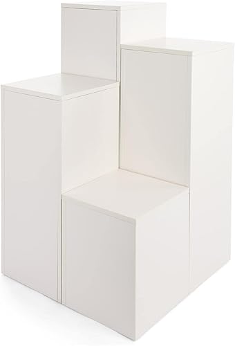 Displays2go Juego de exhibición de pedestal alto, cuatro tamaños, construcción de tableros de partículas, acabado de melamina - blanco (WDCUBEWHT0)