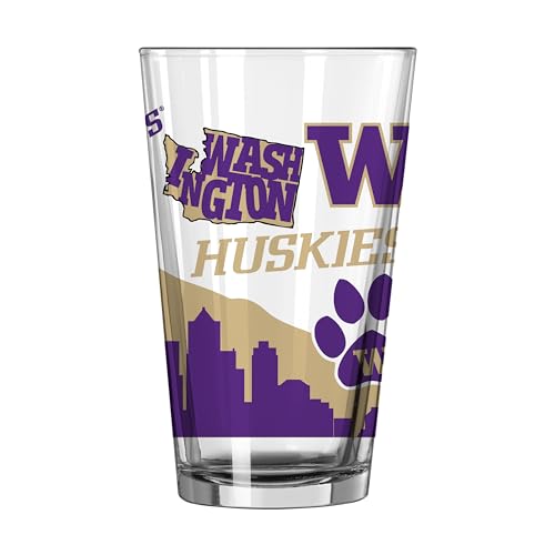 Image of Logo Brands NCAA 16 oz Pint Glass - Durable Glass With Bold Team Color- Chip-Resistant Rim Drinkware For Fans, Tailgates, Home Bars & Everyday Use