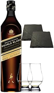 Johnnie Walker Double Black 0,7 Liter  2 Glencairn Gläser  2 Schieferuntersetzer ca. 9,5 cm