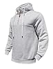 EndoraDore Mens Hoodies Quarter Zip Up Casual Long Sleeve Winter Fleece Sweatshirts For Men Grey 2XL #3