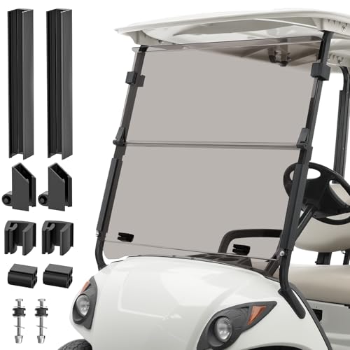 Golf Cart Windshield for 2007-2016 Yamaha G29/Drive Gas & Electric Models Yamaha Foldable Windshield with Hinges 4MM ThickPC Material Tinted