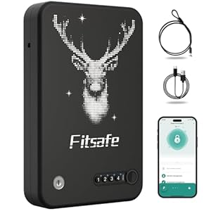 Biometric Gun Safe Travel Case, Bluetooth Portable Small Pistol Safe, Keypad for Nightstand Beside Home, Quick Access Smart Fingerprint Handgun Safe with Keys