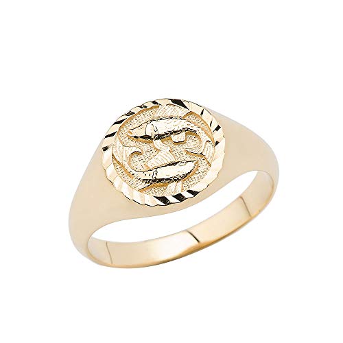 10K Yellow Gold Zodiac Men Women Unisex Jewelry Ring