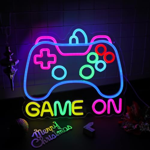 Image of ENUOLI Gamer on Neon Sign, Gamepad Shaped Neon Signs Light for Boys Room LED Dimmable Game Controller Neon Sign USB Powered Colorful Sign Neon Lights Neon Signs for Game Room Home Decor