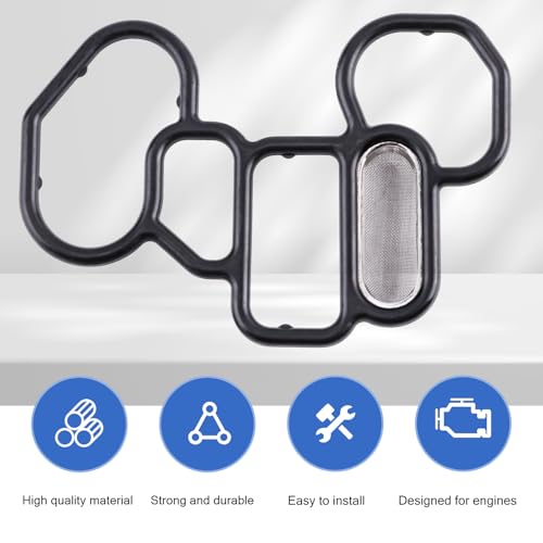 Image of 3 PCS Head Gasket Oil Filter Adapter Gasket Kit, 15825-P8A-A01 36172-P8A-A01 91319-PR3-000 Oil Filter Housing Gasket, Compatible with Hon-da Accord Odyssey Pilot, A-cura CL MDX RDX RL (Black)