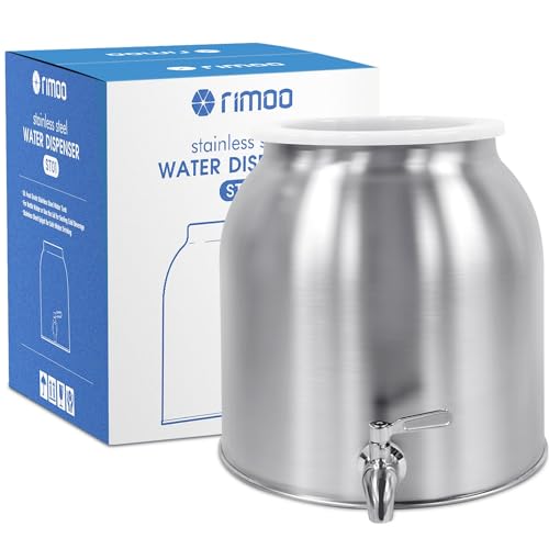 8L Stainless Steel Beverage Dispenser with Tap – Water Crock Drink Dispenser for Kombucha, Lemonade, Camping & BBQ | Fits 11-18L Water Bottle | Countertop Water Dispenser with Lid (Silver)