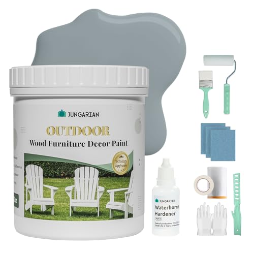 JUNGARIAN 2K Outdoor Indoor Cabinet Furniture Paint With Tools - Water-Based, Low Odor All-in-One Paint - No Sanding, No Priming - Matte Finish for Wooden Floor, Doors, Tables, Dressers, 16oz, Distance
