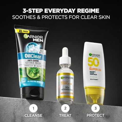Image of Garnier Men Oil Clear Clay D-Tox Deep Cleansing Icy Face Wash, 155 g
