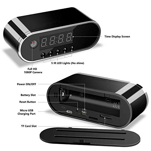 Câmera espiã de HD 1080P Wi-Fi oculto visão noturna sem fio Alarme Nanny Cam de segurança