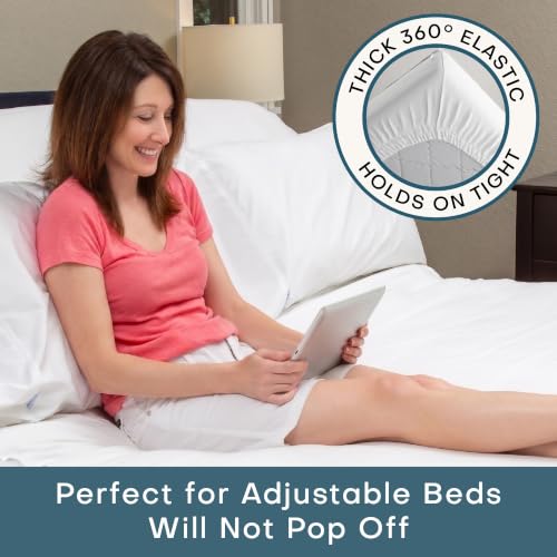 Image of QuickZip Fitted Plus Spare Bundle: 1 Fitted Sheet (Base + Zip Sheet) & 1 Zip Sheet - Easy to Change, Won't Pop Off - Soft Sateen 400 TC 100% Cotton - 17.5 inch Deep Pockets Calking Size - Slate Gray