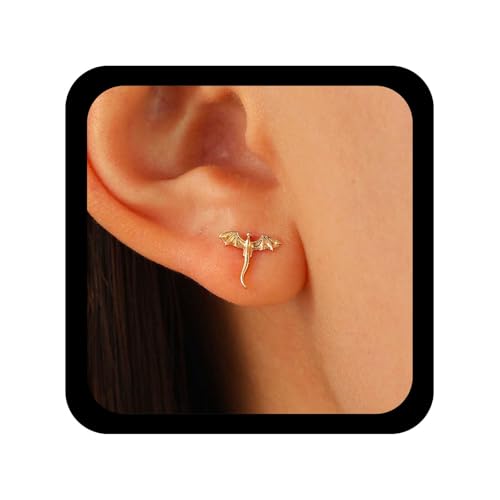 Allereya Boucles D'oreilles Dragon Volant Punk Boucles D'oreilles Dragon Miniature Boucles D'oreilles Animaux Dragons Boucles D'oreilles Or Pour Femmes