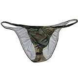 Jaxu Men's Pouch Manly Bikini Briefs Sexy Guys Bodybuilding Underwear Male Clubwear Thong String Micro Trunks Pants Camouflage XL