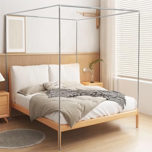 LOYALHEARTDY Canopy Bed Frame Stainless Steel Full Size Bed Canopy Frame Bed Post Poles Fit for...